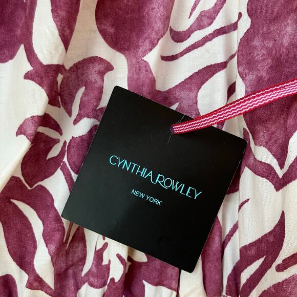 Cynthia Rowley Floral Tiered Maxi Dress Size Large Purple Cream - Picture 6 of 7